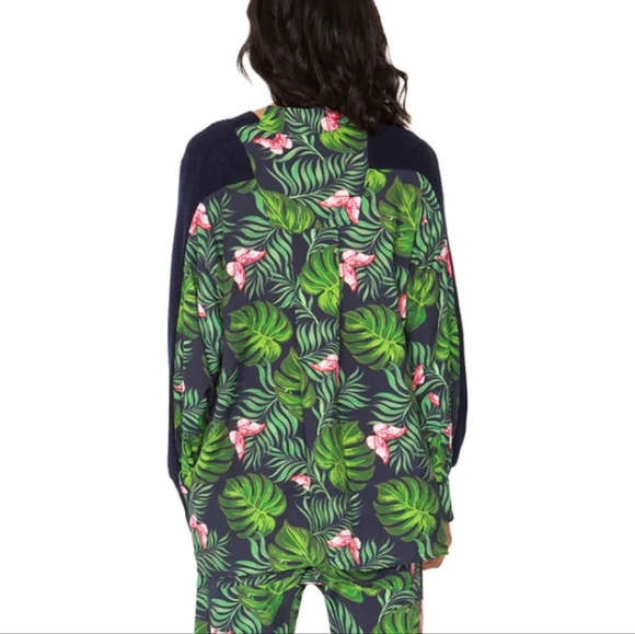 Sandrine Rose Free People Navy Blue Palm Trees Cardigan NWT Small - Picture 2 of 4